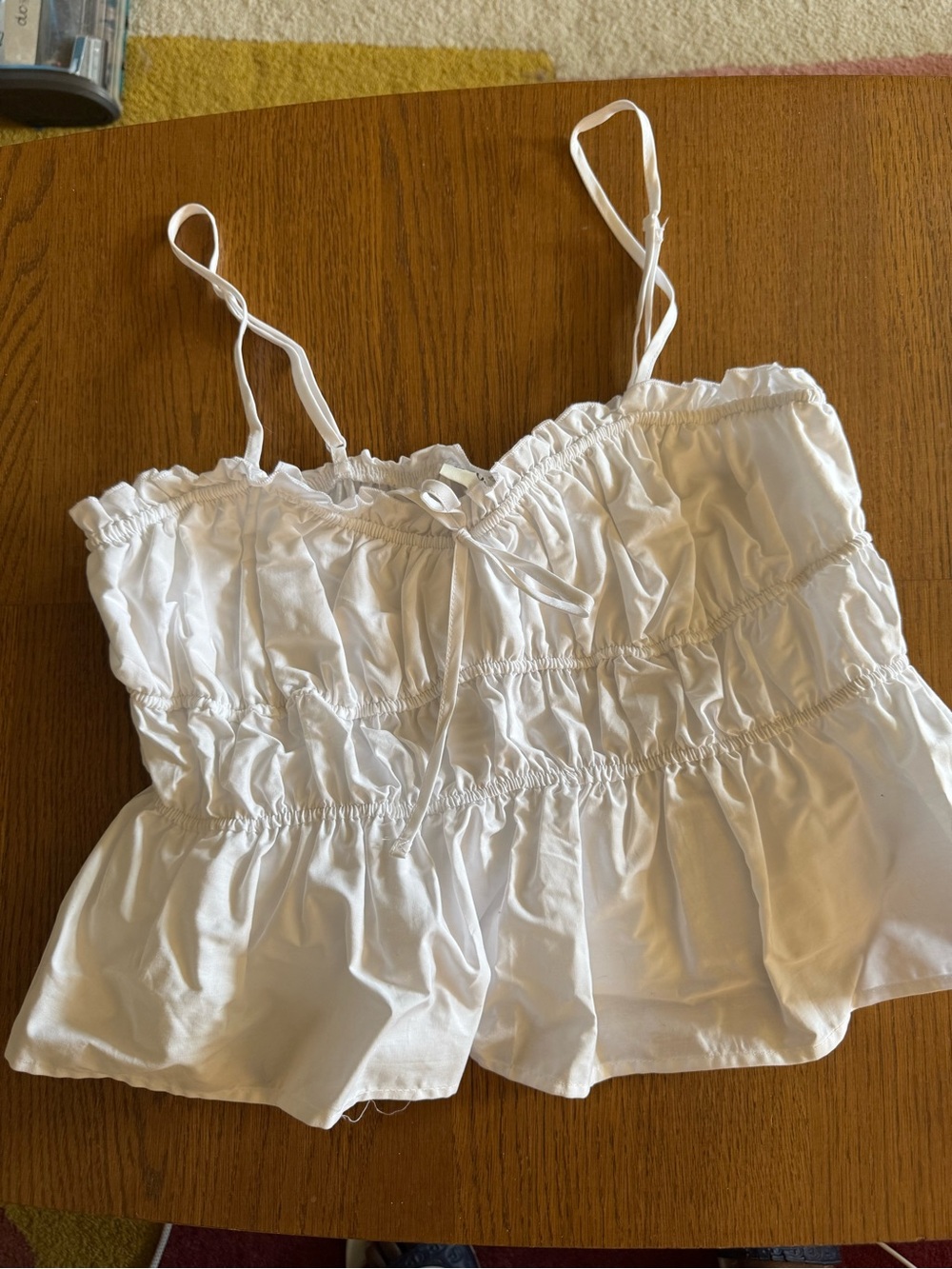 No Boundaries White Ruffled Smocked Cami